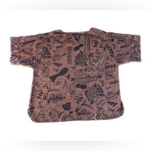 Vintage 80s 90s Abstract Artwear Top Rafferty Boxy Graphic Print